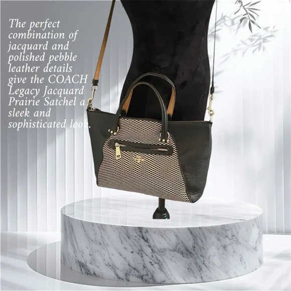 Coach Black and Tan Legacy Jacquard Satchel - Picture 1 of 8